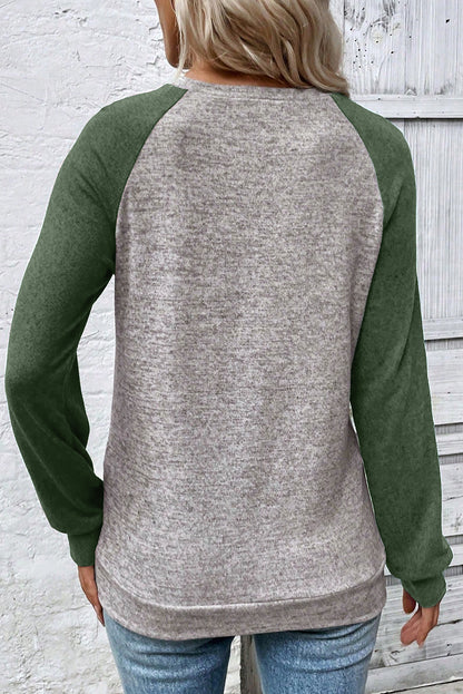 Red Dahlia Colorblock Raglan Long Sleeve T Shirt
