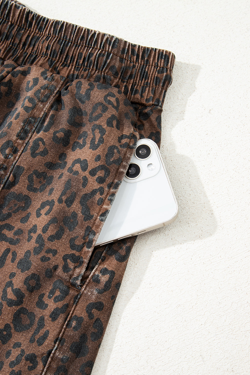 Leopard Print Drawstring Skort Casual High Waist Mini