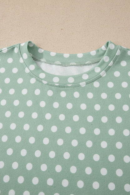 Polka Dot Lounge Short Set Casual Two Piece Outfit
