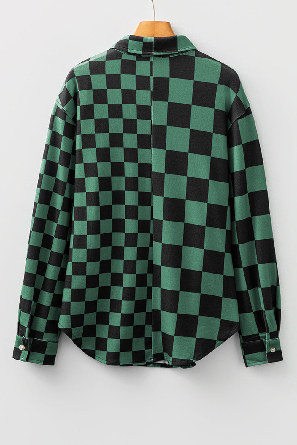 Checkerboard Print Flap Pocket Button Front Shacket