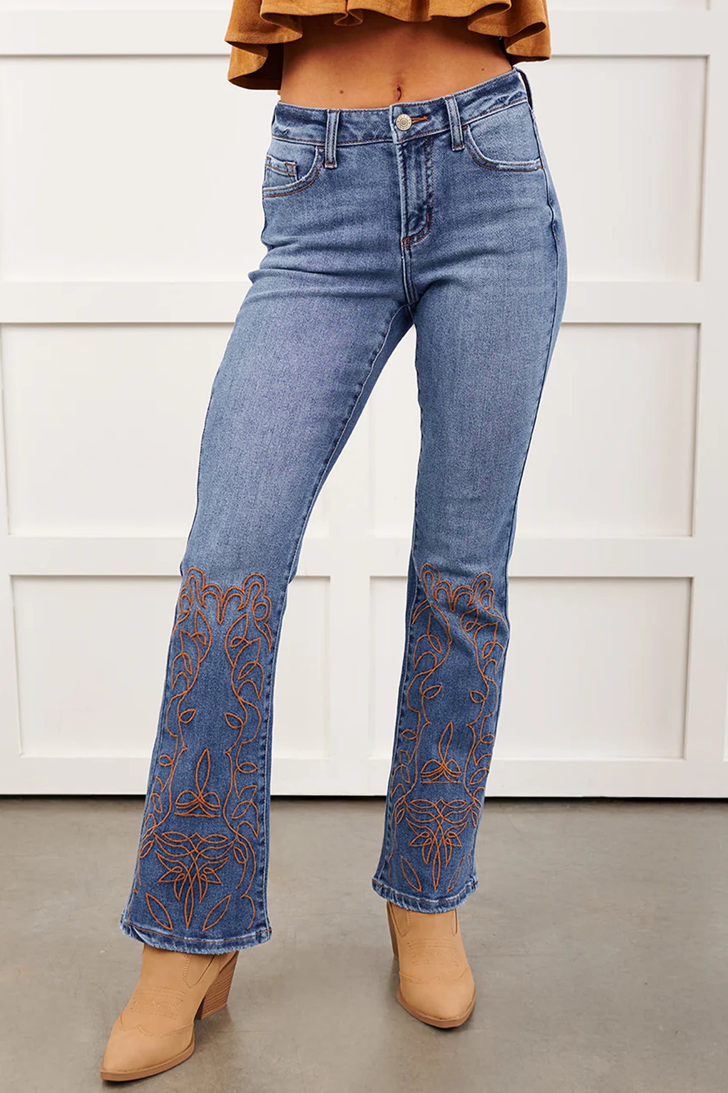 Ashleigh Blue Floral Embroidered Flare Jeans