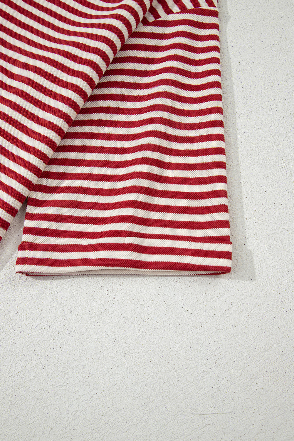 Red Stripe Bow Cutout Back Drop Shoulder Loose Tee