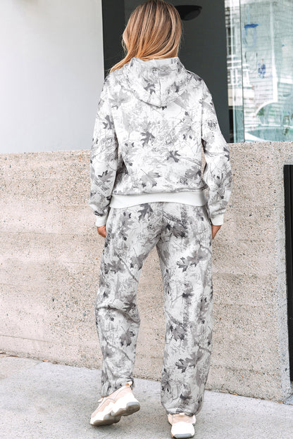 Women’s Light Grey Camo Hoodie & Sweatpants Lounge Set