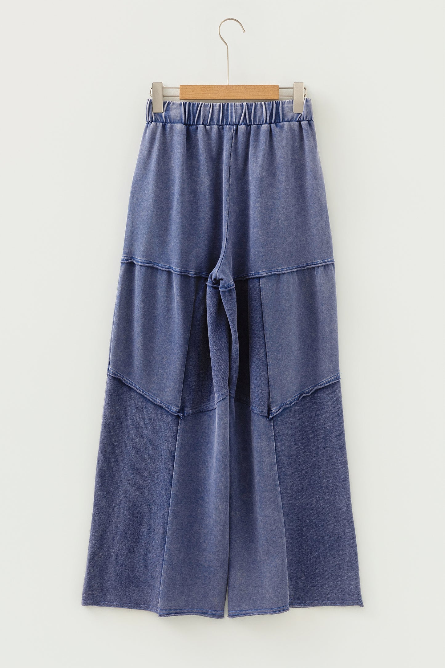 Women's Black Mineral Wash Wide Leg Patchwork Pants