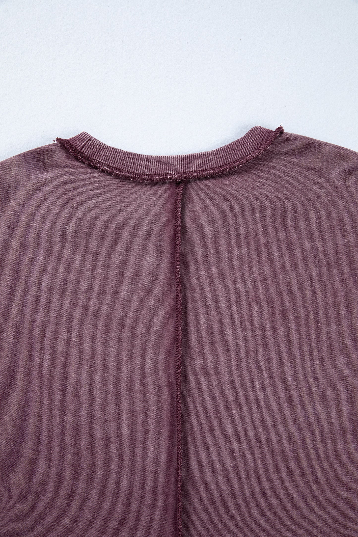 Mineral Wash Exposed Seam Sweatshirt Side Slit Casual Pullover