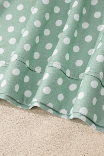 Polka Dot Lounge Short Set Casual Two Piece Outfit