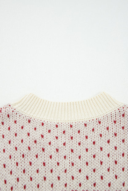 Black Contrast Color Pattern Lantern Sleeve Sweater