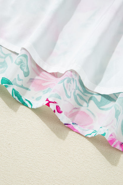 Easter Floral Square Neck Plus Size Mini Dress