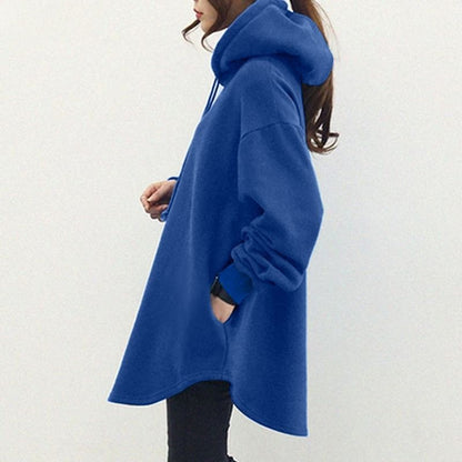 Women's Oversized Fleece Hoodie Tunic Pocket Pullover