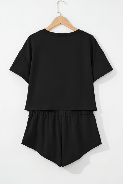 Cropped Tee Ruffle Skort 2 Piece Lounge Set Summer