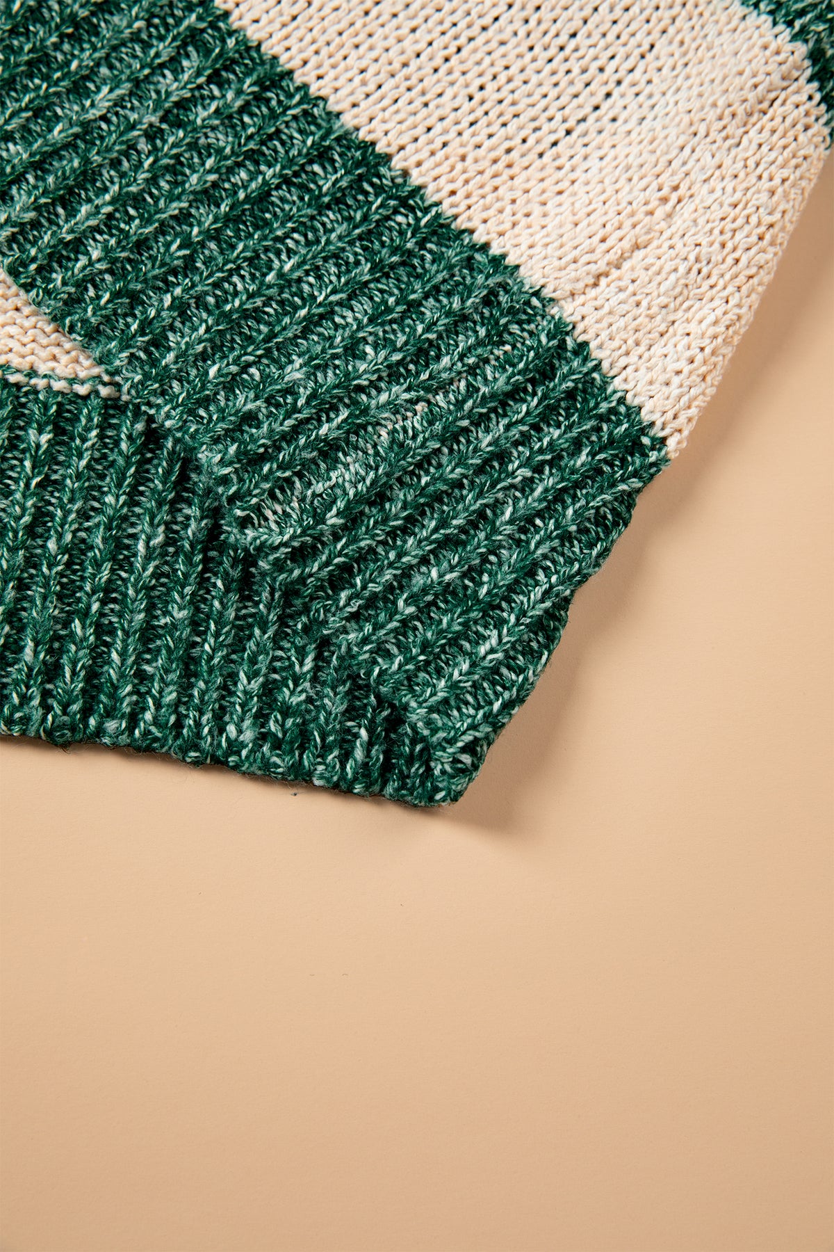 Green Stripe Drop Shoulder Knit Pullover Sweater