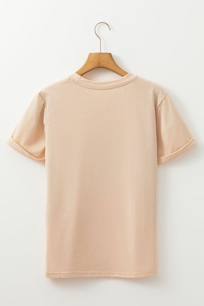 Khaki Bowknot Turkey Graphic Tee for Women Thanksgiving Top