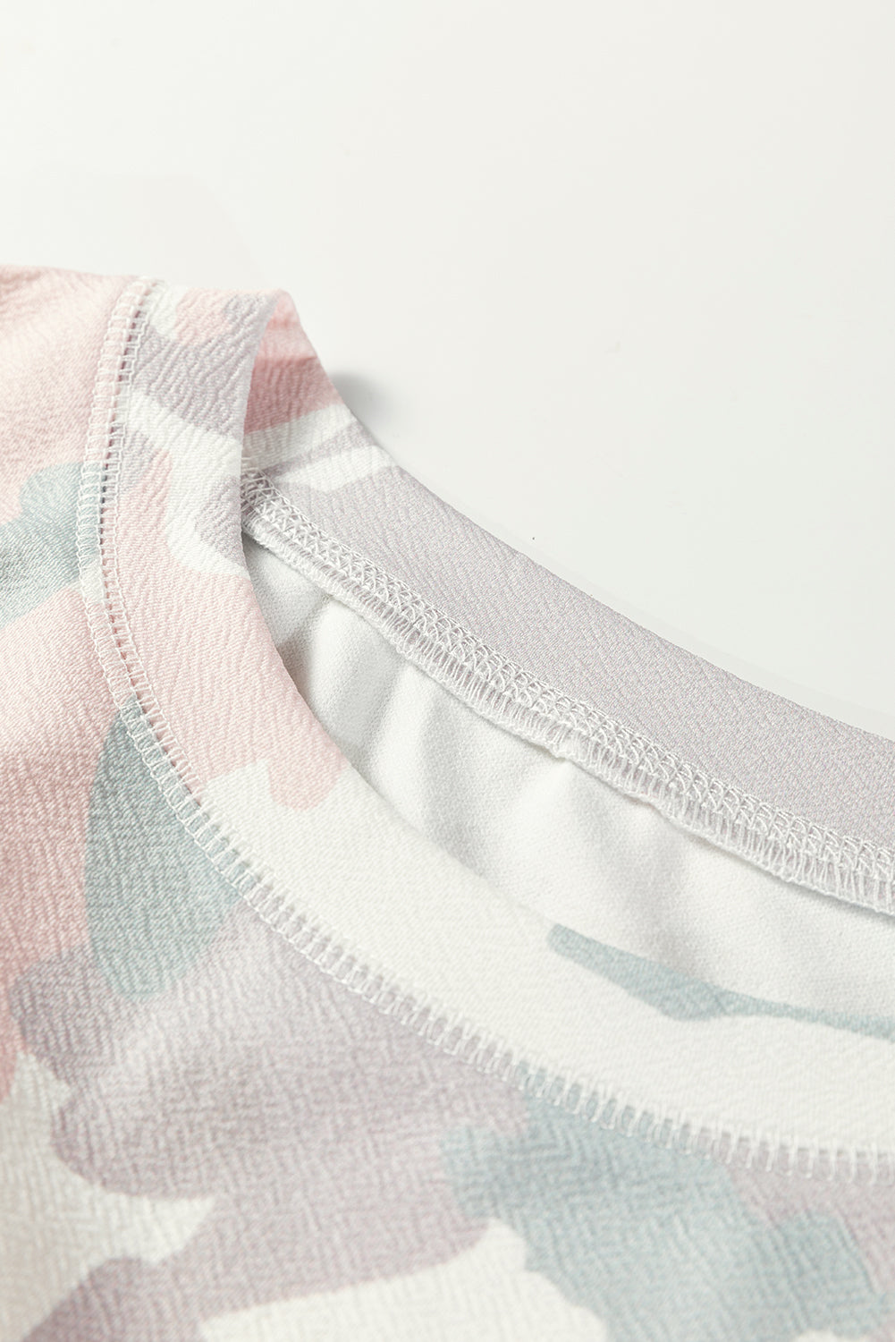 Plus Size Pink Green Camo Drop Shoulder Loose Pullover Top