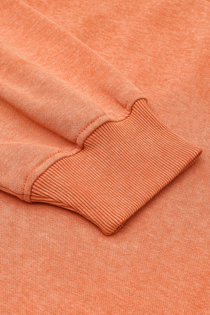 Orange Washed Drop Shoulder Crewneck Sweatshirt Oversized