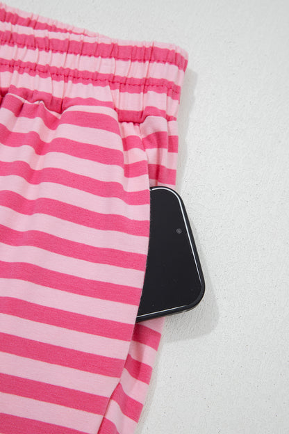 Striped Lounge Set Long Sleeve Top Wide Leg Pants