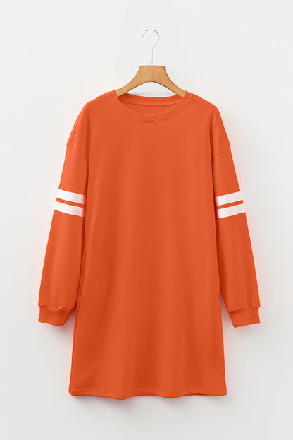 Customizable Varsity Stripe Sleeve Sweatshirt Dress Game Day
