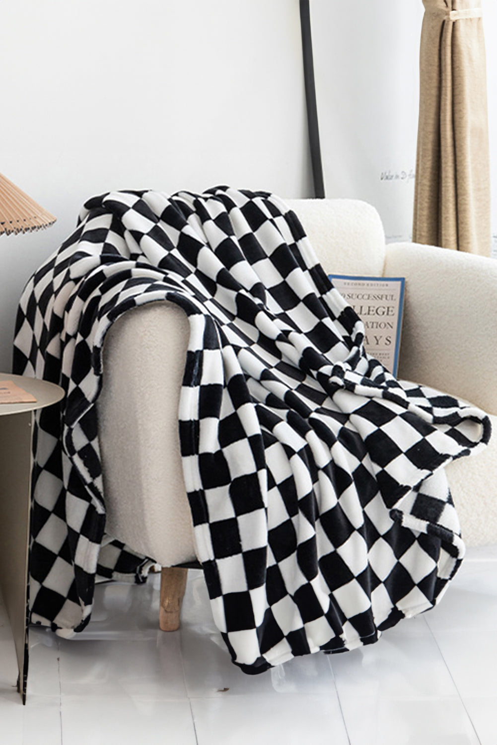 Yellow Checkerboard Printed Soft Throw Blanket 120*200cm