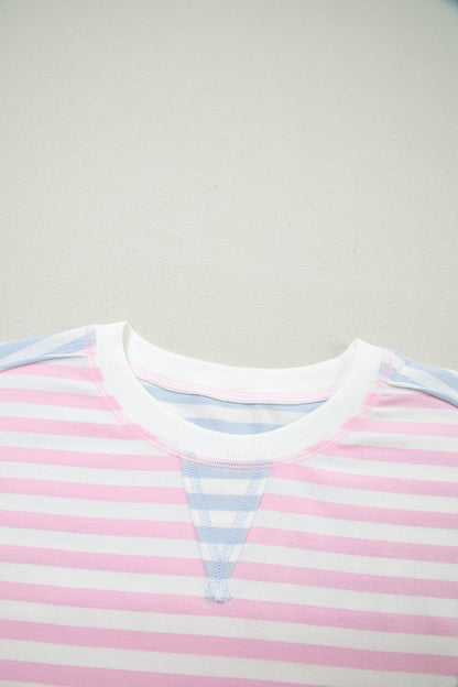Striped Oversized T Shirt Colorblock Casual Loose Top