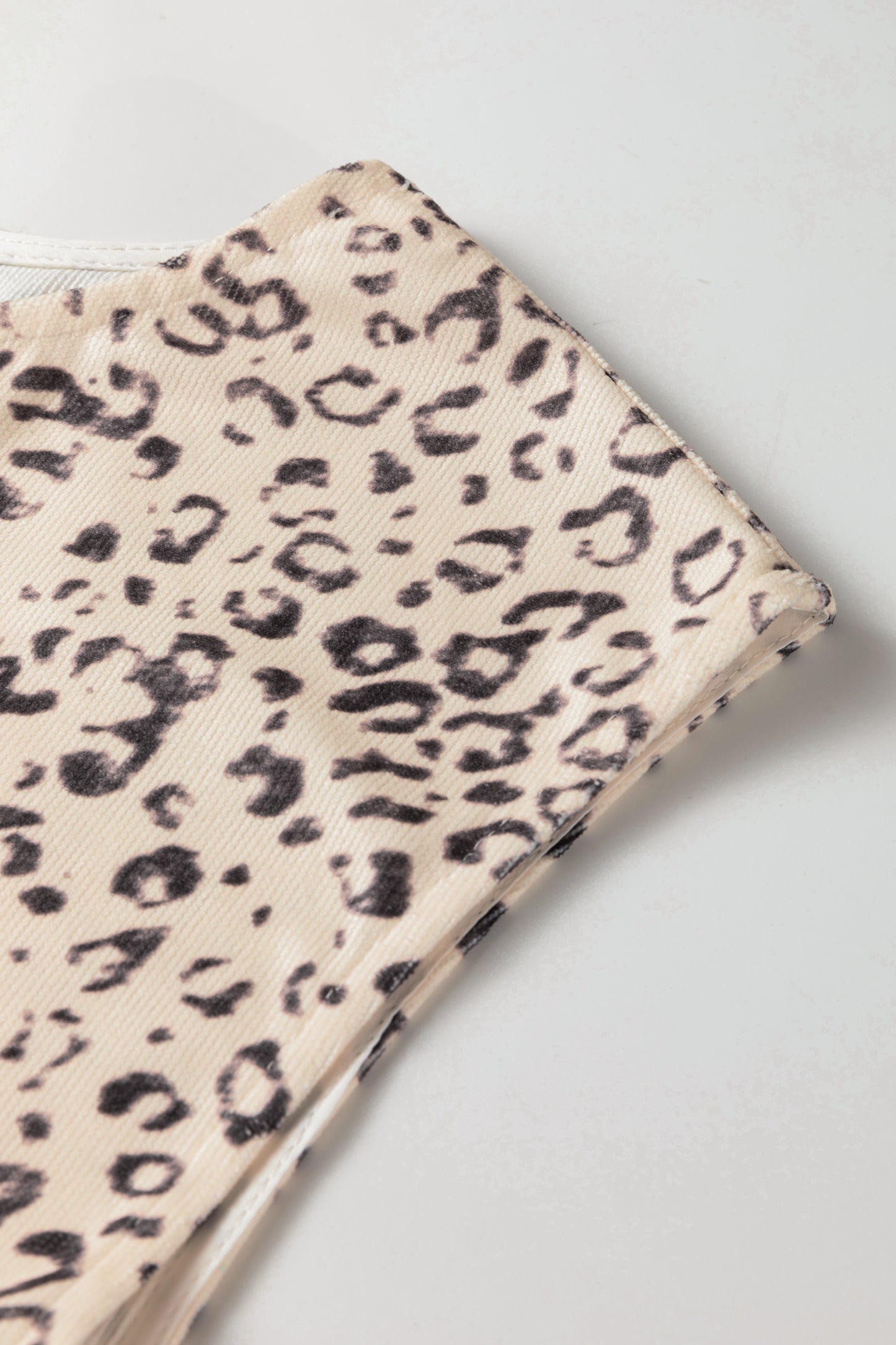 Apricot Leopard Print Side Tie Sleeveless Blouse