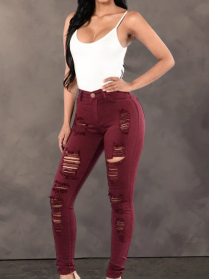 Slim Fit Multicolored Ripped Jeans for Women