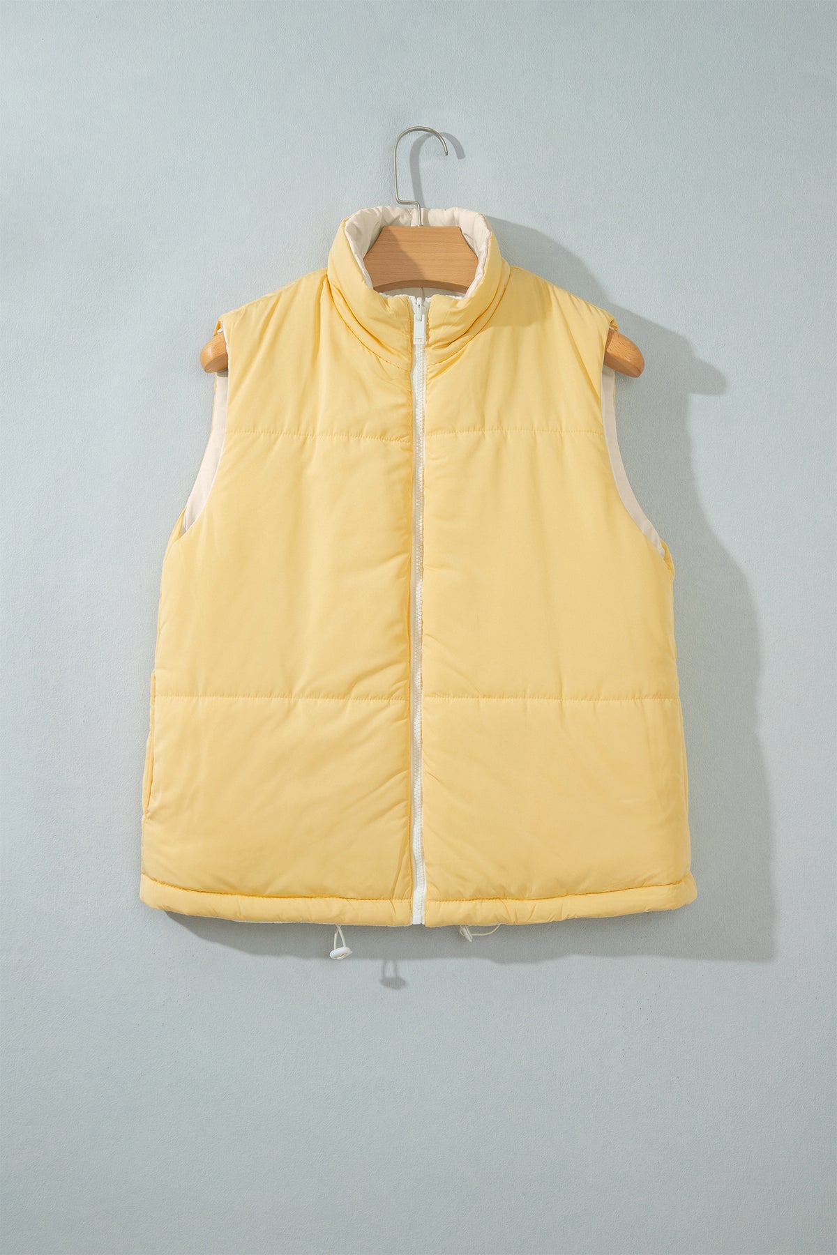 Parchment Reversible Double Wear Contrast Color Stand Neck Zip Pocket Quilted Vest