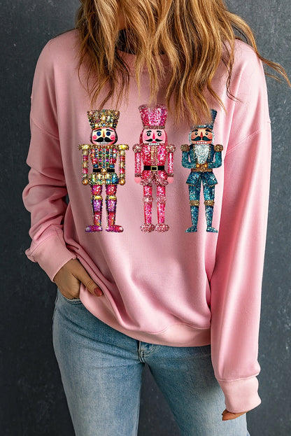 Pink Shimmer Graphic Christmas Pullover Sweatshirt