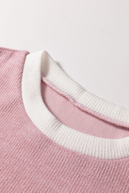 Women's Knit Top with Contrast Trim and Drop Shoulder