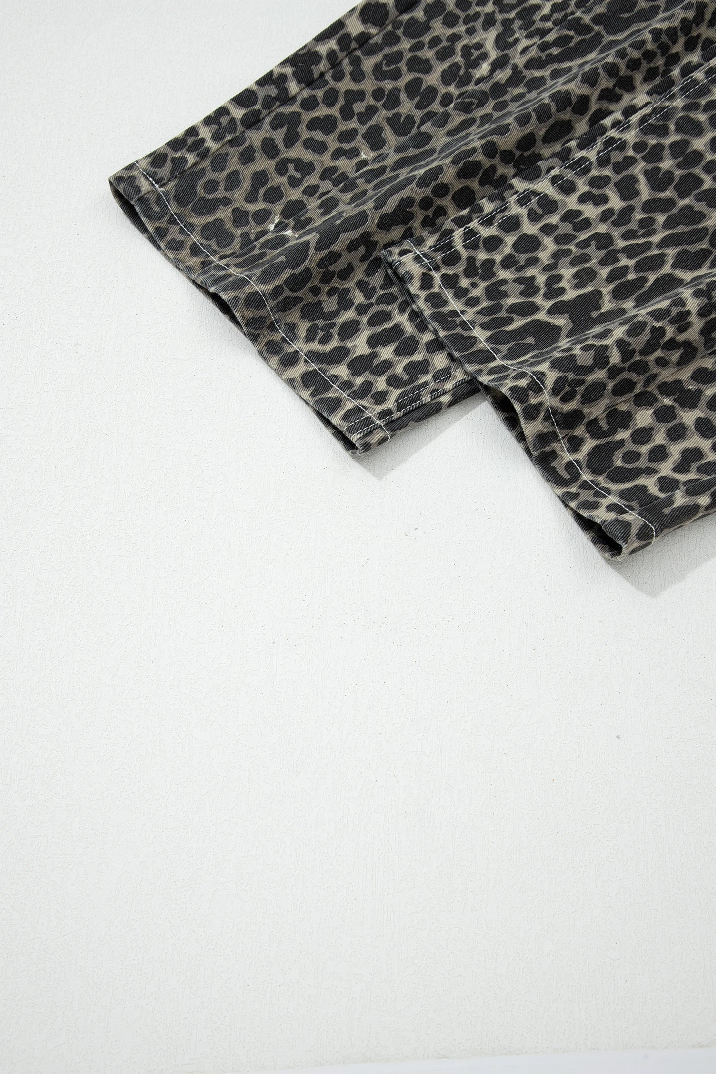 Black Leopard Print High Waist Barrel Leg Jeans