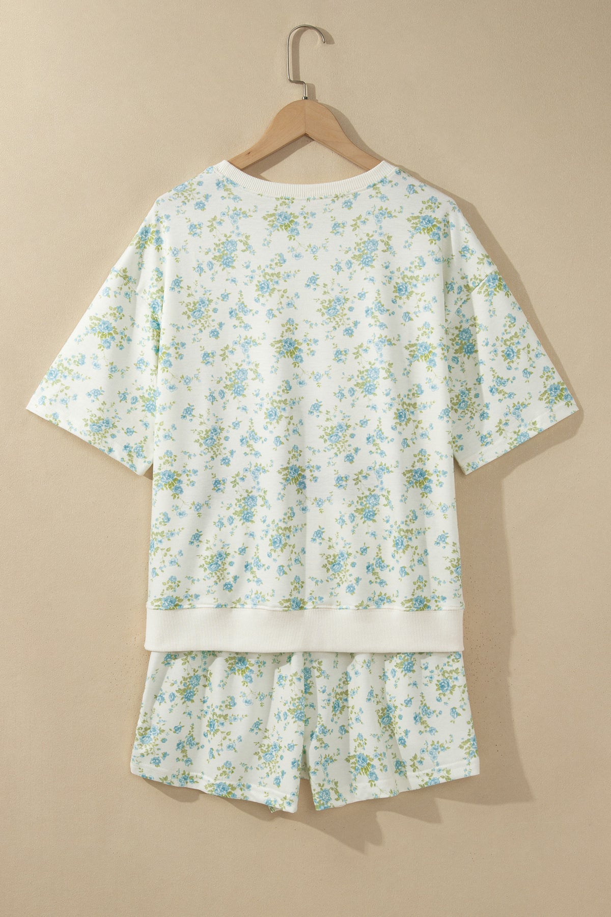 Floral Short Sleeve Lounge Set Women Pocket Shorts Set