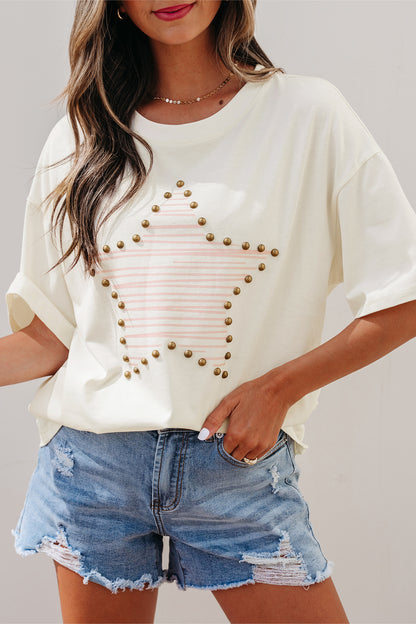 USA Star Graphic Tee Flag Day Independence Day Top