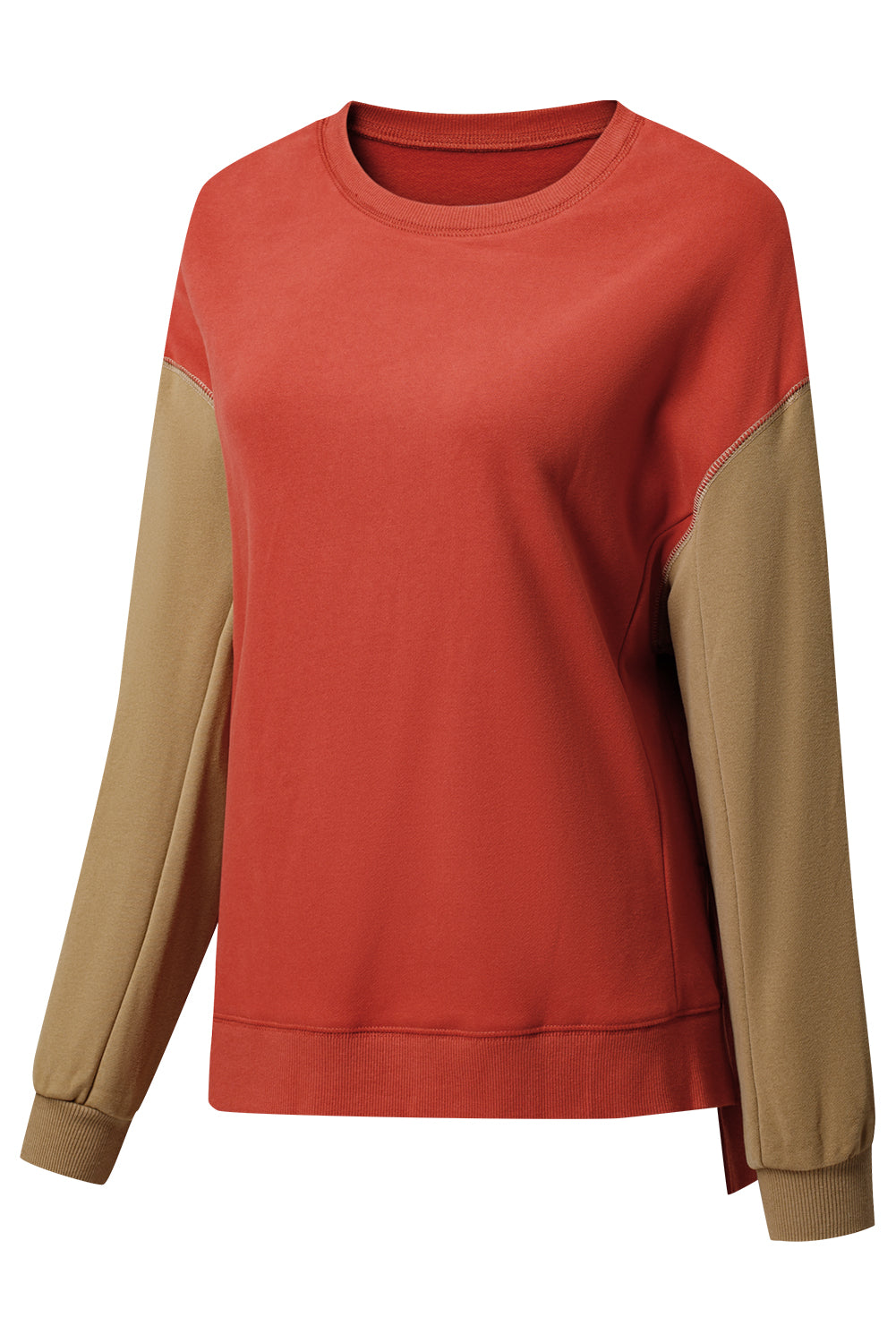 Two Tone Patchwork Drop Shoulder Pullover Sweatshirt