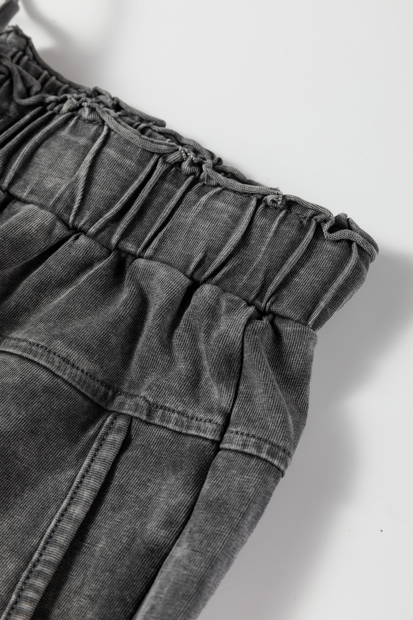 Mineral Wash High Waist Wide Leg Pants with Pockets