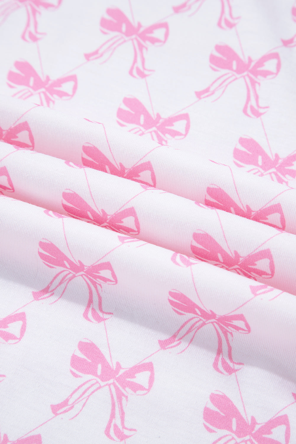 Soft Bow Print Long Sleeve Pajama Set with Pants