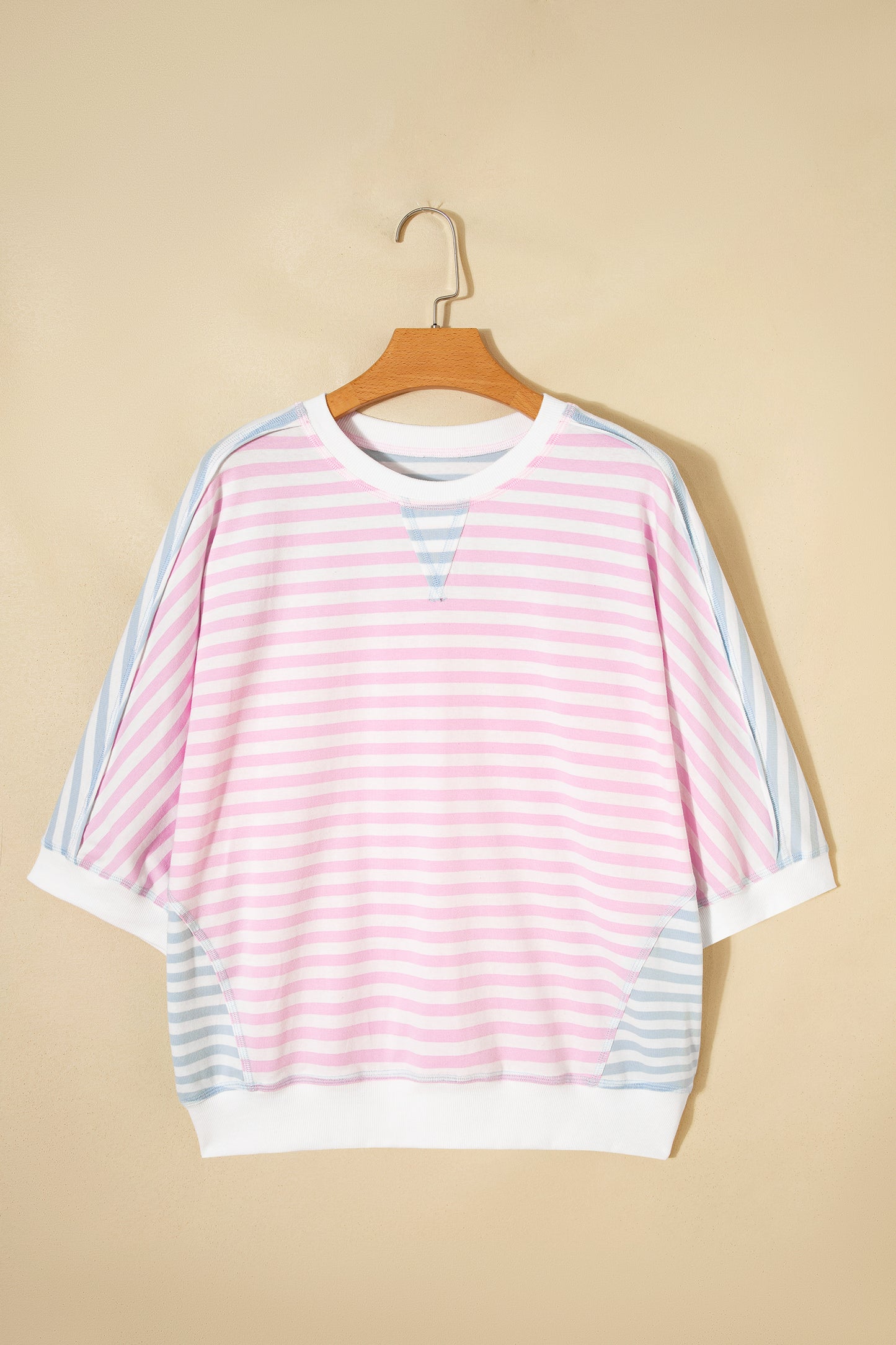 Striped Oversized T Shirt Colorblock Casual Loose Top