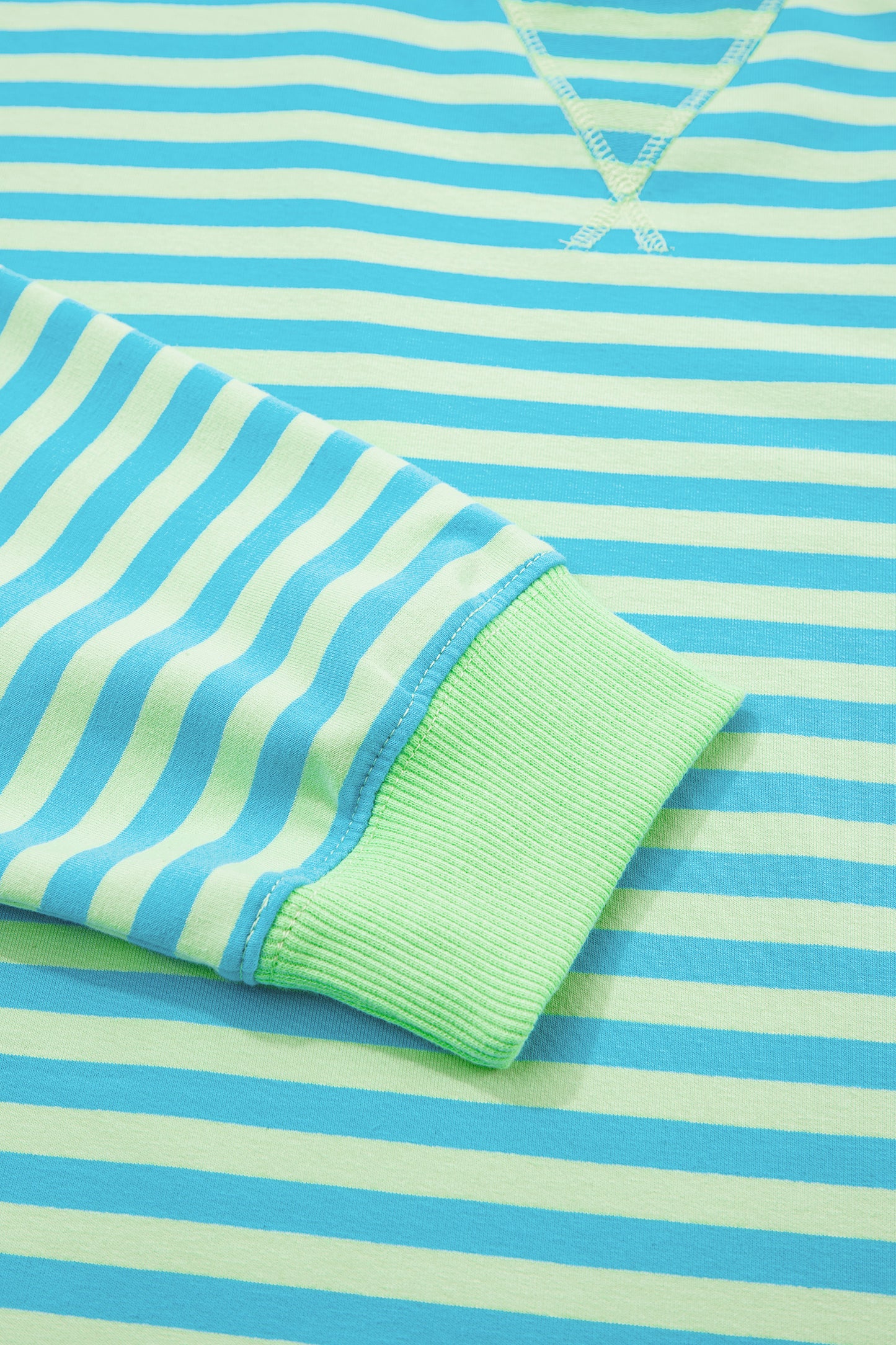 Striped Long Sleeve Pullover and Shorts Lounge Set