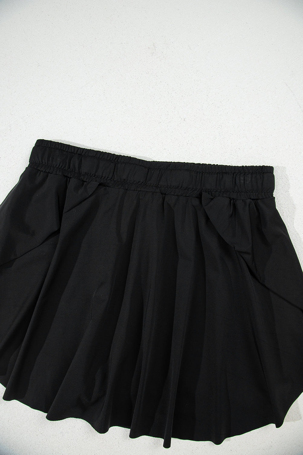 Black High Waist Drawstring Tennis Skort with Lining
