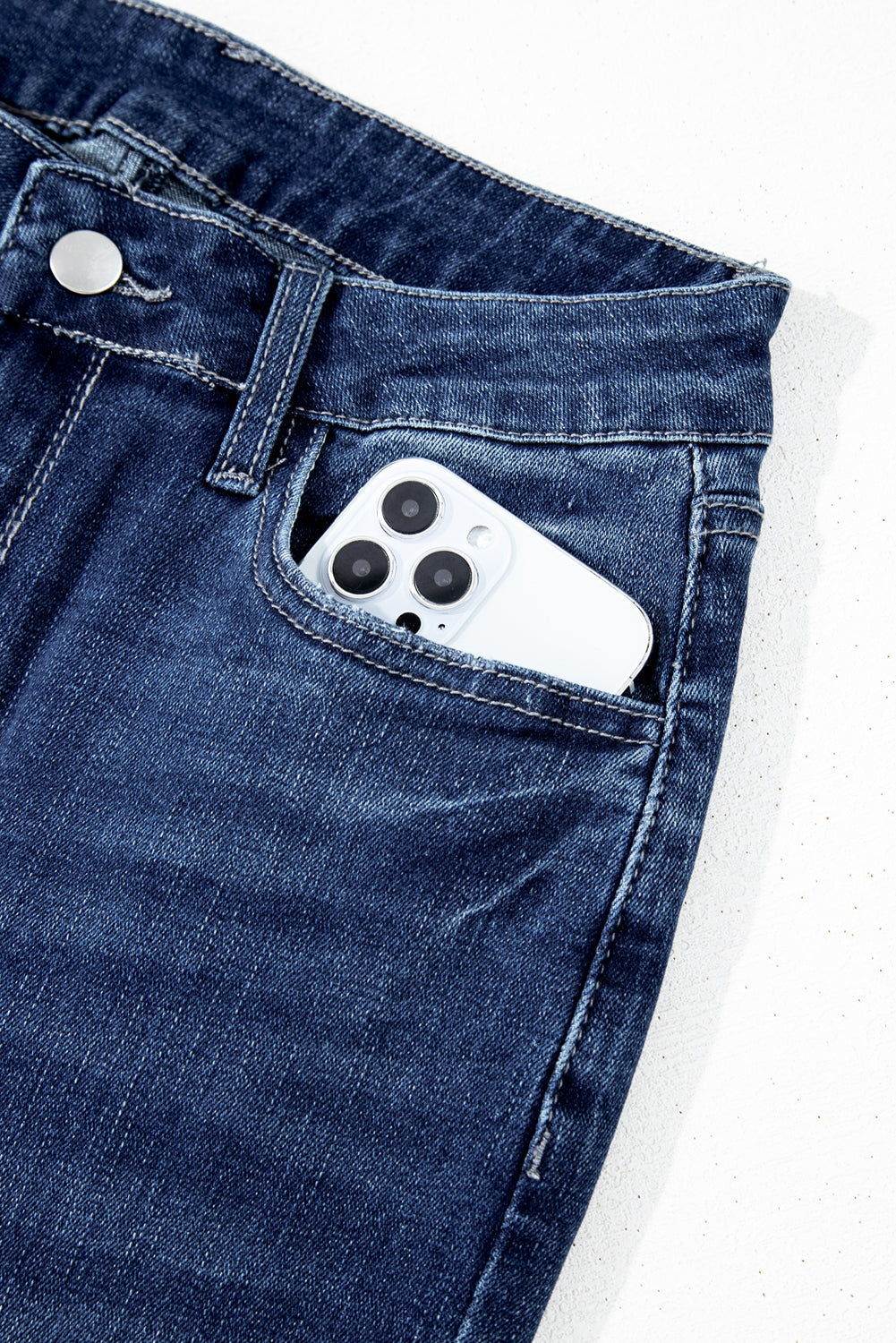 High Waist Flared Jeans with Raw Hem