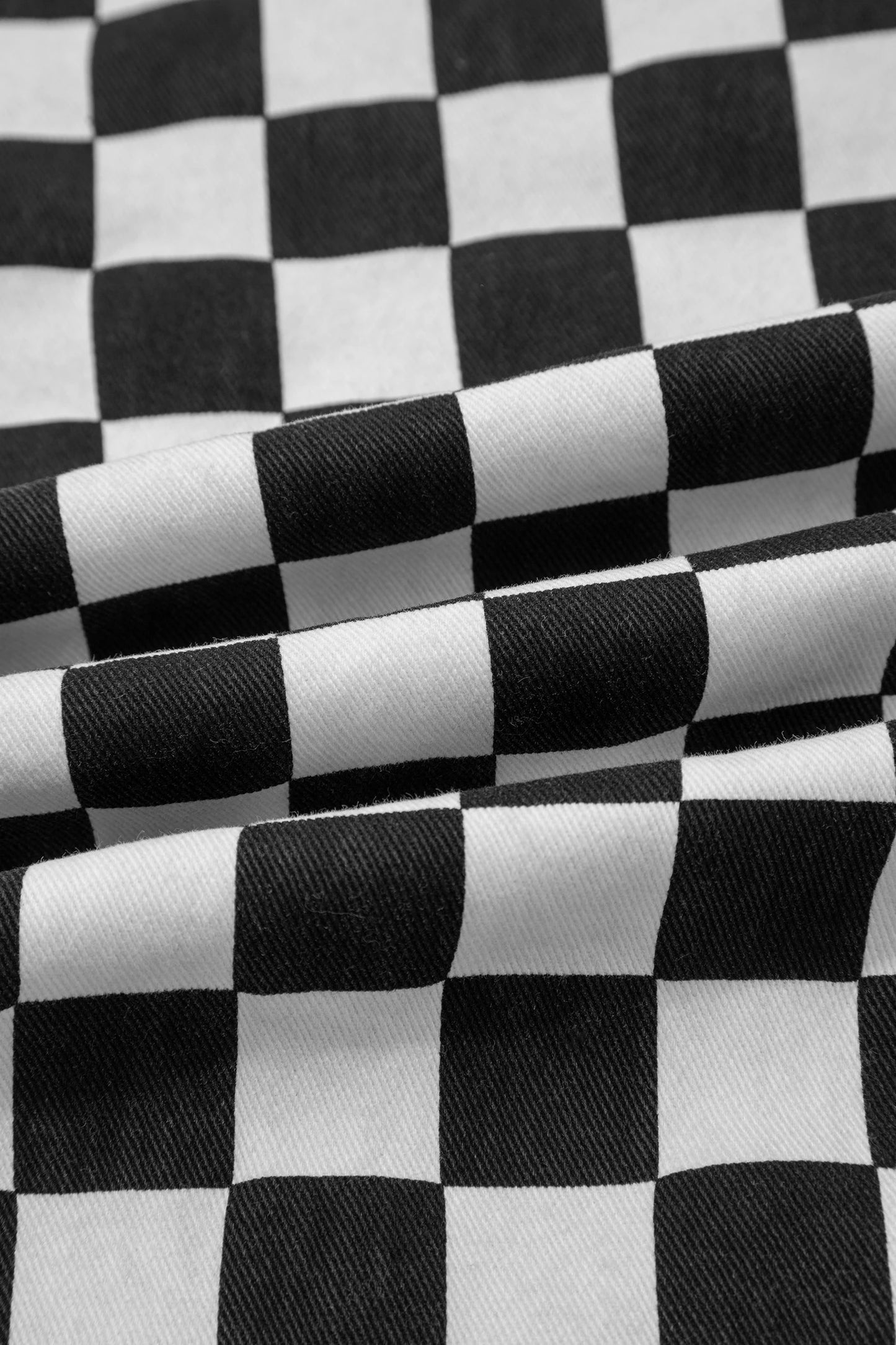 Checkerboard Distressed Cropped Jeans Raw Hem Pants