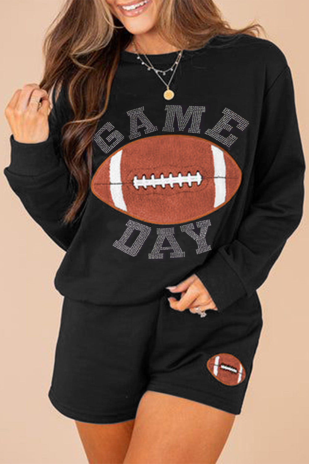 Game Day Football Graphic Pullover Shorts Lounge Set