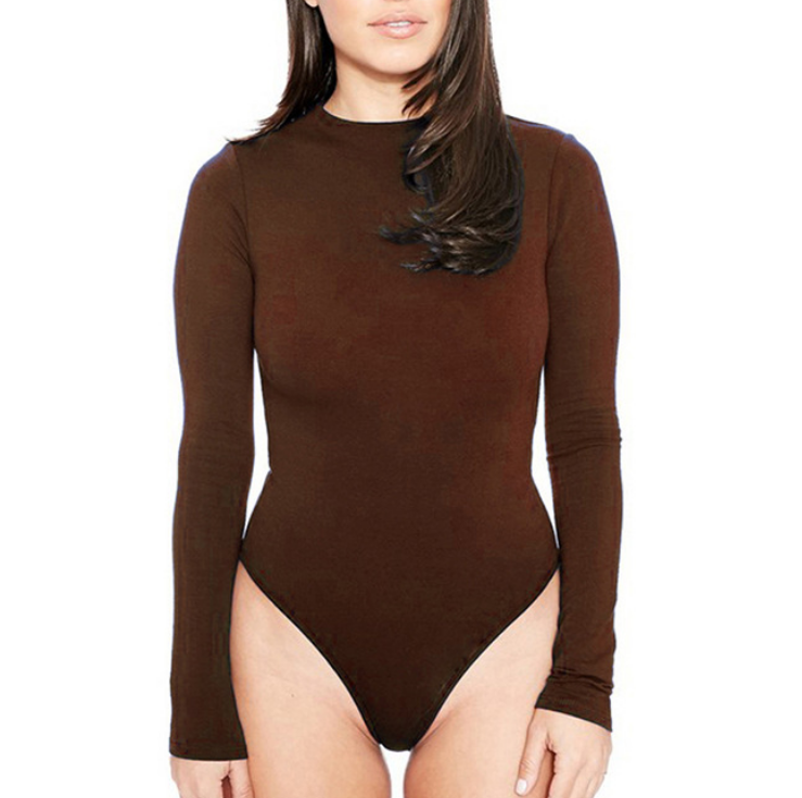 Women's Long Sleeve Crew Neck Fitted Bodysuit