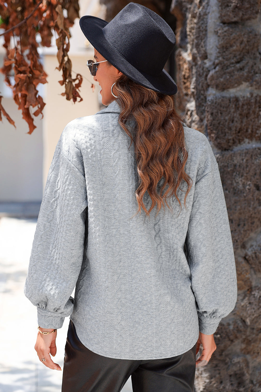 Women’s Cable Knit Texture Button Down Loose Shacket