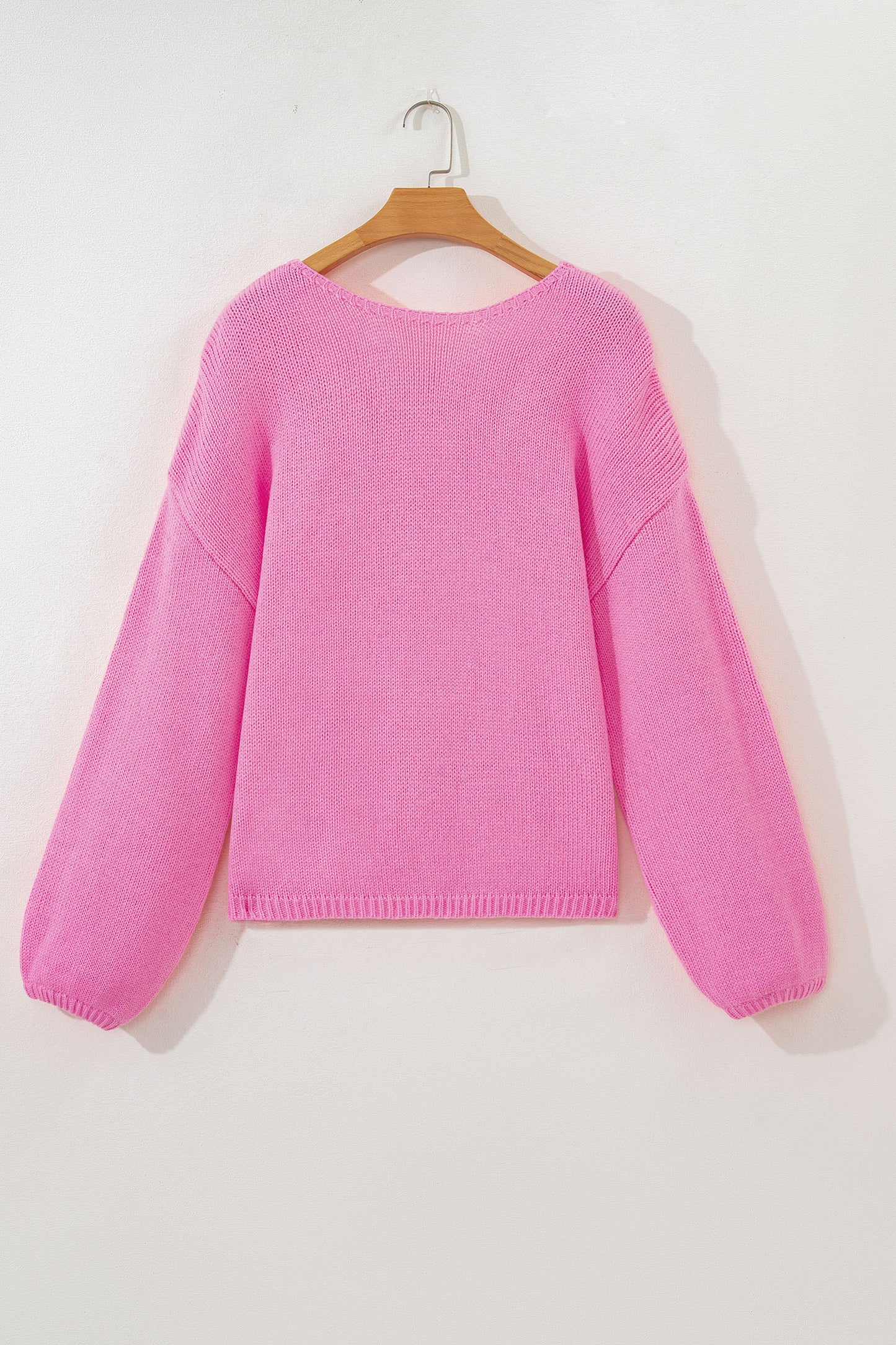 Valentine’s Day Red Bow Backless Bubble Sleeve Sweater
