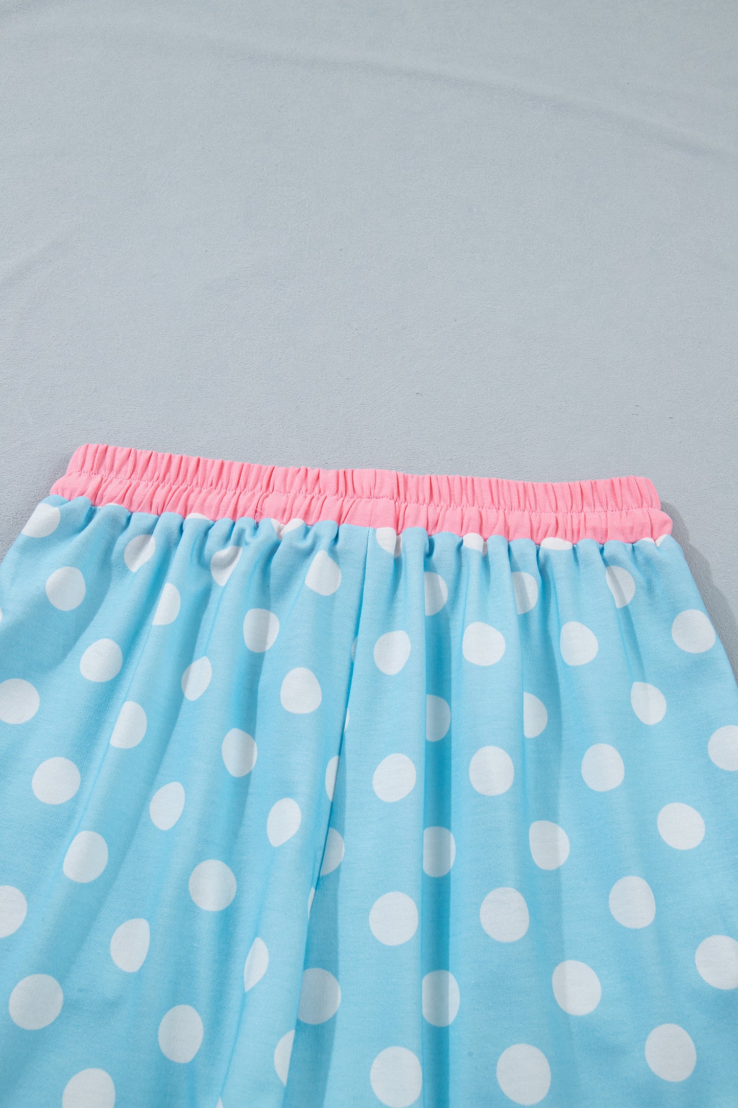 Polka Dot Lounge Set Contrast Trim Tee and Shorts