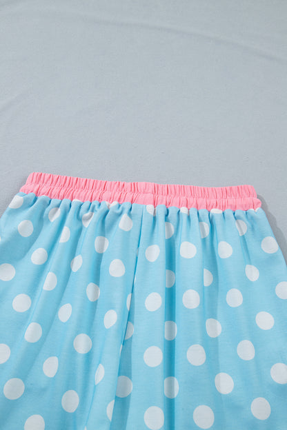 Polka Dot Lounge Set Contrast Trim Tee and Shorts