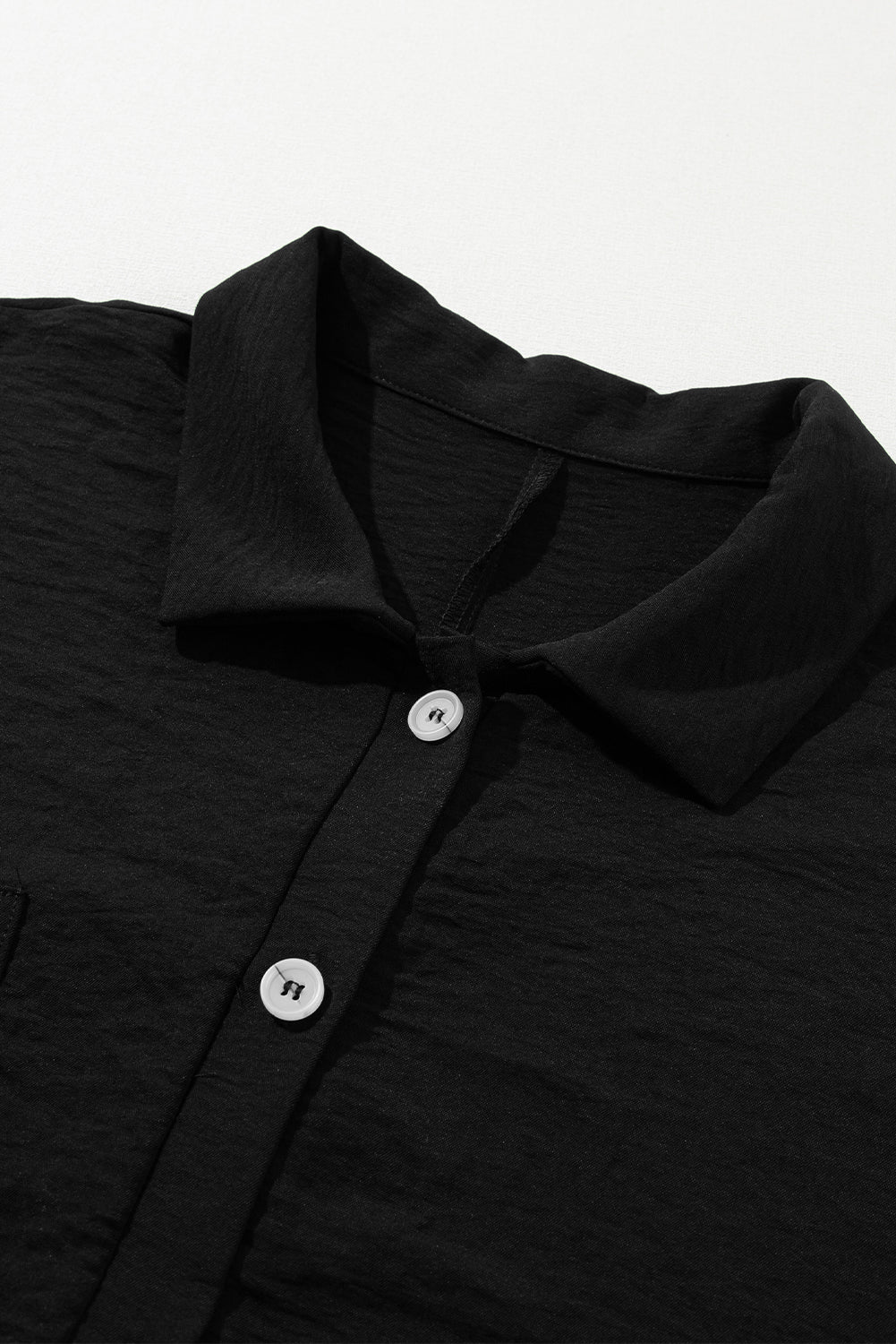 Black Collared Button Front Loose Fit Romper
