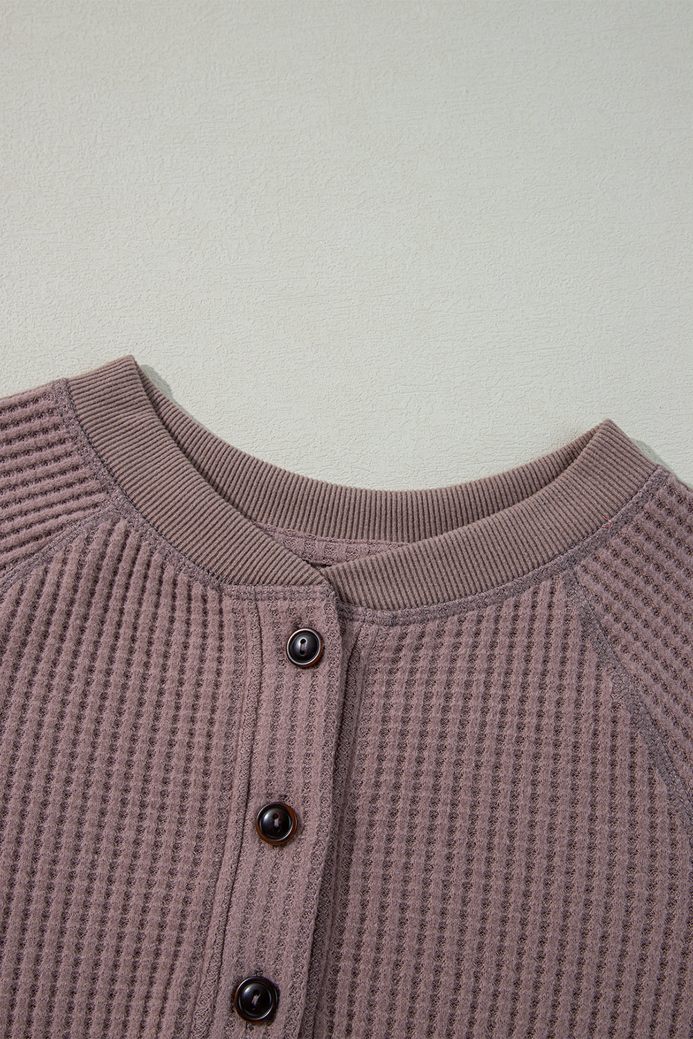 Chestnut Textured Knit Henley Long Sleeve Top