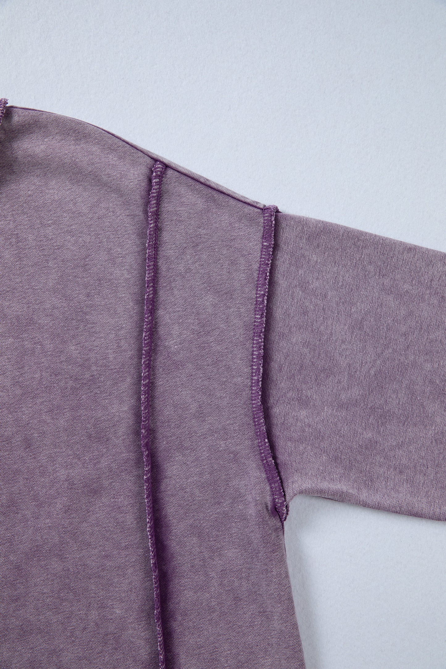 Mineral Wash Exposed Seam Sweatshirt Side Slit Casual Pullover