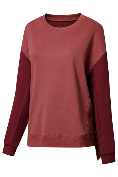 Two Tone Patchwork Drop Shoulder Pullover Sweatshirt