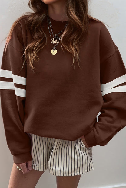 Varsity Stripe Drop Shoulder Oversized Women’s Sweatshirt