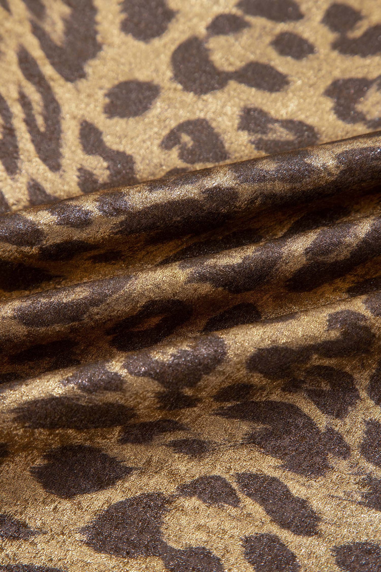 Metallic Leopard Print Puff Sleeve Blouse